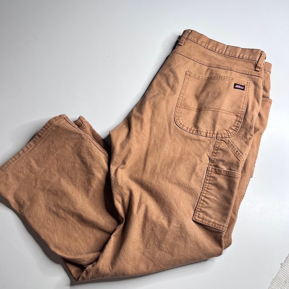 Genuine Dickies Mens‎ Carpenter Pants Brown Canvas Utility Workwear 42x30